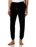 BOSS Mens Velour Pants Cotton-blend velour tracksuit bottoms with embroidered logo Black