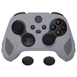 PlayVital Coque de Protection Silicone pour Xbox Series S X Manette,Cover pour Xbox Series X,Housse Skin Protège avec 2 Capuchon Joystick pour Xbox Core-Gris Métallique&Gris Foncé(Édition Scorpion)