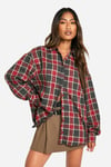 Womens Oversized Checked Shirt - Red - 10, Red