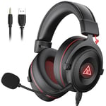 EKSA E900Pro USB Gaming Headset for PC - PS4, PS5 Headset with Detachable Noise Cancelling Mic, 7.1 Surround Sound, LED Light - Over Ear Wired Gaming Headphones for Xbox One/Switch/Laptop