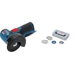 Bundle of Bosch Professional 12V System meuleuse angulaire sans-fil GWS 12V-76 (3 disques à tronçonner, diamètre de disque : 76 mmr) + 9 pièces 76mm-Disc Set + mini L-Boxx, Ø 76 mm