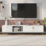 Meuble tv 75 pouces - tv Stand pour Télévision Lowboard Armoire tv Table de Console Centre de Divertissement en mdf Console Média - Blanc 180x35x44cm