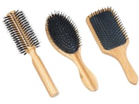 3 brosses à cheveux en bambou : ronde, plate et ovale - Sichler Beauty