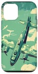 Coque pour iPhone 12/12 Pro Bombardier B-17G Green Pop Art Tropical B-17 Flying Fortress de la Seconde Guerre mondiale