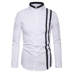 Kabeloring Chemises Homme Mode Rayé T-Shirt à Manches Longues Printemps Col Montant Slim Haut Blouse Tunique Tops Décontracté Pas Cher