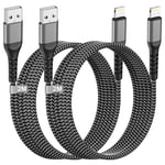 Câble iPhone 2M Lot de 2[Certifié MFi], Cable Chargeur iPhone Cable Lightning USB Nylon Cordon iPhone Cable iPhone USB Charge Rapide Fil Chargeur pour iPhone 14/13/12/11 Pro Max/XS/XR/8/7/6/5/SE,iPad