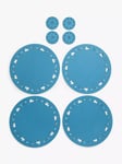 John Lewis Easter Round Felt Placemat & Coaster, Set of 4, Blue