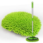 Merkts 1 Set of Three-section Telescopic Rod Car Wash Mop,Multifunctional Mopping Chenille Car Brush with Replacement Head,for Car Cleaning Kit &Household Cleaning