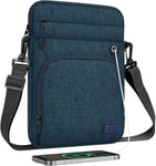 Housse De Tablette 9-11 Pouce Compatible Avec Ipad Air 5 10.9"" 2022, Ipad 9/8/7 10.2, Ipad Air 4 10.9, Galaxy Tab S9 11"" 2023/Tab S8 11"", Sac De Transport Avec Bandoulière Port Casque, Indigo