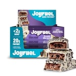 JOYFUEL Barre Protéinée - Goûts Chocolat Blanc & Cookie & Cream - <2g de sucre - 20g de protéines - Boîte de 12 barres X 55g