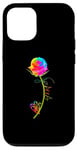 Coque pour iPhone 15 Jésus Rose arc-en-ciel avec cœur et croix