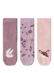 Lindex Kids' Animal & Floral Socks, Pack of 3, Lilac/Multi