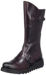 Fly London Women's Mes 2 Buckle Boots, Wine Black Sole, 4 UK