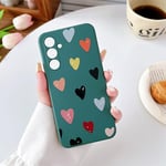 ZTOFERA Heart Case for Samsung Galaxy S23 FE (Not Fit S23), Soft Flexible Liquid Silicone Protective Phone Case with Cute Love Heart Pattern Shockproof Bumper Cover for Girls Women, Dark Green