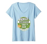 Womens Pickle sandwich is a big dill Funny pickle sandwich V-Neck T-Shirt