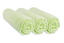 Lot de 3 Draps Housse 40x80 cm Extensible pour 40x90 Couffin Berceau Nacelle 40 x 80 | 100% Coton | Vert Anis | Respirant | Sommeil sain | Marque Easy Dort | Certifié Oeko Tex | Fabriqué en Europe