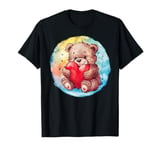 Rainbow Cute bear Hugging Valentine Heart bear Love bear T-Shirt