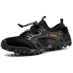 GJF Chaussures de randonnée pour Hommes, Chaussures de Sport à séchage Rapide en Mesh d'été, Baskets Basses de Course à Pied, Sandales antidérapantes respirantes-black-39