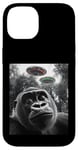 Coque pour iPhone 14 Gorilla Selfie avec Alien OVNI pour hommes, femmes, garçons, filles, enfants