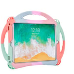 iPad 6th Generation Case, iPad 5th Generation Case, TopEsct Kids Case for iPad 2017/2018 9.7 inch Built-in Handle Stand,with a Strap Silicone Shockproof iPad Air & Air 2 Cover(Colorful Green)