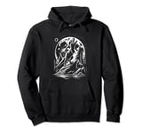 Tyranosaurus rex howlling at the moon in the mountains Pullover Hoodie