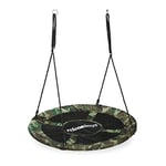 relaxdays Nid d’Oiseau balançoire, Camouflage, pour Enfants & Adultes, Jusqu’à 100 kg, Rond, Ø 110 cm, Vert foncé