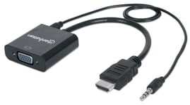 Manhattan HDMI to VGA (with Audio) Converter cable, 1080p, 30cm, Male to Female,