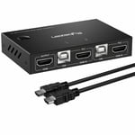Rybozen KVM HDMI Switch, USB HDMI Switcher Box for 2 Computers Share Keyboard, Mouse, Support Hotkey Switch, Monitor Support 4K@30Hz for Laptop, PC, with 2 USB and 2 HDMI Cables