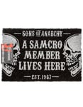 Sons of Anarchy Black Skull Graphic With Samcro Text Coir Door Mat Unisex