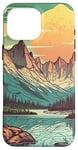 Coque pour iPhone 16 Pro Max Rocky Mountain Lake Vintage Paysage graphique