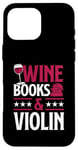 Coque pour iPhone 16 Pro Max Livres sur le vin et le violon rouge