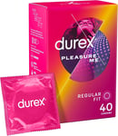 Durex Pleasure Me Condoms,40-Pack,Regular Fit,Dotted & RibbedExtra Silicone Lube