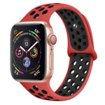 Bracelet Sport en Silicone Bicolor Remplacement pour Apple Watch Series 5 / 4 44mm - Rouge&Noir (Taille S)