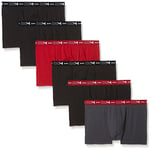 DIM Boxer Homme Coton Stretch Respirant Maintien Optimal x6, Gris Plomb/Rouge Chili/Noir/Noir/Noir/Noir, XXL