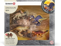 Schleich Dinosaures 42212 - Lot de 4 mini-dinosaures avec puzzle lave