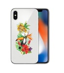 Coque Iphone X perroquet fleur tropical exotique transparent