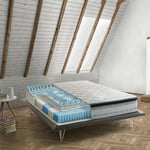 TALAMO ITALIA Matelas King déhoussable en mousse 9 zones, à mémoire de forme et ressorts ensachés (400 simple, 800 pour lit double), H 27 cm environ, 90 x 200 cm, 90X200