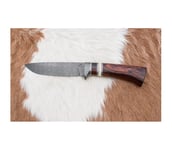 Uniikki Damascus-veitsi 13 cm rauta puu/kamelin luu