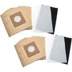 Lot de sacs (papier) + filtre avec 12 pièces compatible avec Rowenta RO172101/4Q0, RO1721R1/4Q0, RO1726, RO1717Y1/4Q0 aspirateur - Vhbw