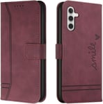 Coque Pour Samsung Galaxy A05s, Etui Portefeuille Samsung Galaxy A05s, Protection Etui À Rabat Housse En Cuir Pu Avec Antichoc Tpu [Fermoir Magnétique] Pour Samsung Galaxy A05s (Rouge)