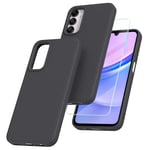 binandteam Coque pour Samsung Galaxy A15 5g avec 1 Verre Trempé,Liquide TPU Silicone Case Anti Rayures Ultra Mince Bumper Antichoc Souple Compatible avec Samsung Galaxy A15 4G / 5G - Noir