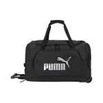 PUMA Unisex-Adult Evercat 22" Wanderer Rolling Duffel Bag, Black/Silver, One Size