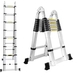 5m Échelle Télescopique en Aluminium Échelle télescopique Extensible 2 en 1 Escabeau Telescopique Échelle Pliable Loft Ladder