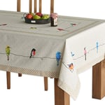 Maison d' Hermine Birdies on Wire 100% Coton Nappe pour Cuisine dîner Table décoration fête Mariage, fête mères Printemps/été (Rectangle, 140cm x 180cm)