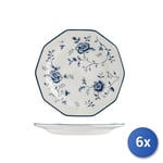 6x Assiette Fruits De Table En Articles Terre Cuite, Blanc et Bleu, Déco Rose,