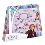 Frozen II 680654 Bettelarmbänder Disney Charm Set-Make Chain Bracelets with Silver Leaf Beautiful Beads and Stickers by Anna and Elsa Gift for Girls, Multicoloured