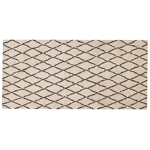 Tapis 80 x 150 cm en Polyester Beige et Noir à Motif Quadrillé Poil Ras Midyat