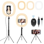 Fostoy Ring light, 12 Inch LED Selfie Ring Light Dimmable with Stand and Phone Holder, Circle Camera Right Light with 3 Colors & 10 Brightness Levels for Vlogging, Youtube Video, Makeup, Photography