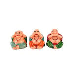 lachineuse - Coffret 3 Bouddhas Rieurs de Sagesse - Statuettes Petits Bouddhas Couleurs - Décoration Feng Shui - Objet Déco Zen Chinoise pour Intérieur Salon Bureau - Idée Cadeau Asiatique