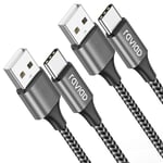 RAVIAD Câble USB C [2M, Lot de 2], Câble USB C Charge Rapide Nylon Tressé Câble Type C 3A Chargeur pour iPhone 16 15, Samsung Galaxy S21 S20 S10 S9 S8 A12 A21 A51, Huawei P40 P30 P20, Redmi Note 10 9